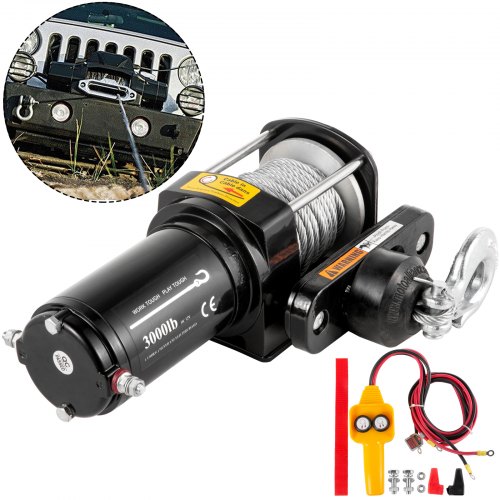 

VEVOR Truck Winch Electric Winch 3000LBS 12V Power Winch 10m Steel Cable UTV ATV