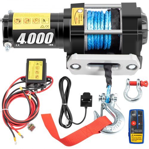 VEVOR 12V Electric Winch 4000LBS Synthetic Rope 6MMX10M Wireless ATV 4WD Winch