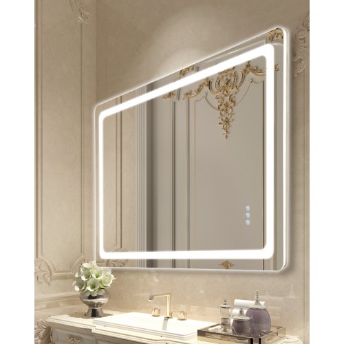 

LED Bathroom Mirror 3 Colors Anti-fog Wall Mounted Vanity Mirror 32 x 48 in