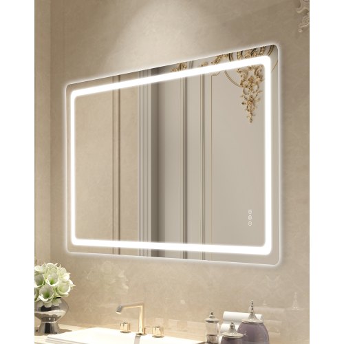 

LED Bathroom Mirror 3 Colors Anti-fog Wall Mounted Vanity Mirror 36 x 60 in