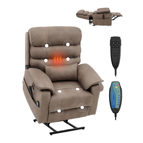 

Power Lift Recliner Chair with Heat and Massage Electric Recliner Light Brown