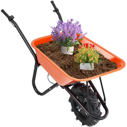 

VEVOR Electric Wheelbarrow Cart One Wheel 5 Cu Ft Powered Dump Cart 330 lbs