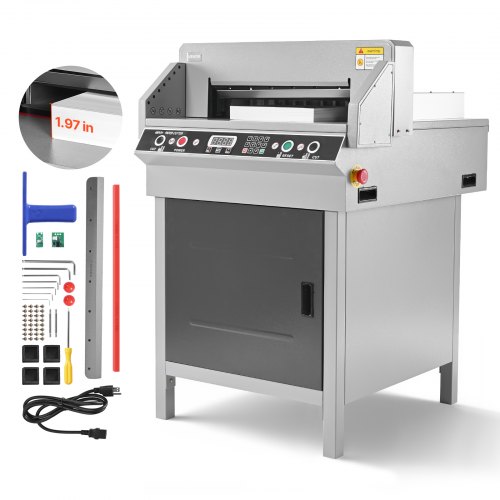 

VEVOR Electric Paper Cutter, Heavy Duty Metal Paper Cutter Machine, 18.9 inch Cutting Width, 1.97 inch Cutting Thickness, Electric Hydraulic Guillotine Trimmer with Infrared Function & Spare Blade