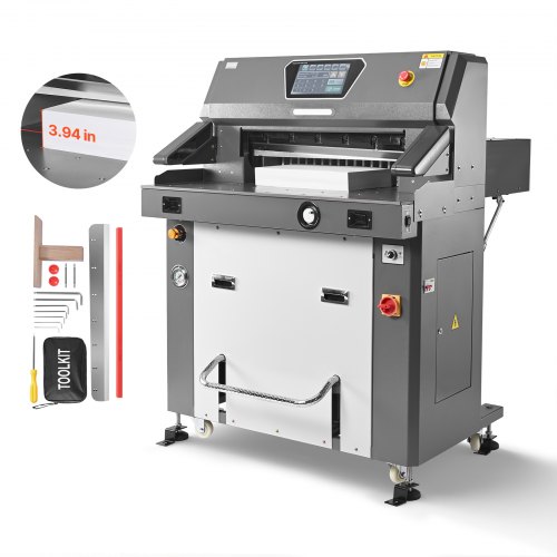 

VEVOR Electric Paper Cutter, Metal Hydraulic Paper Cutter Machine, 26 inch Cutting Width, 3.94 inch Cutting Thickness, Large Size Electric Guillotine Trimmer with Infrared Function and Spare Blade