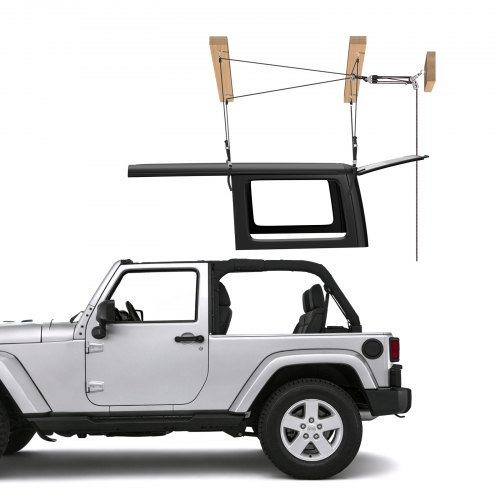 

VEVOR Hard Top Remover Lift, 220 lbs, Jeep Hardtop Removal Storage Roof Hoist with Anti-Drop System, Easy One-Person Operation, Supports 8-16 in Ceiling, for 2-Door & 4-Door Jeep Wrangler JK JL & Ford
