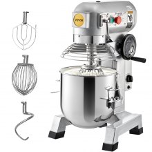 VEVOR Commercial Stand Mixer, 30Qt Stainless Steel Bowl, 1500W Heavy Duty Electric Food Mixer with 3 Speeds Adjustable 108/199/382 RPM, Dough Hook Whisk Beater Included, Perfect for Bakery Pizzeria