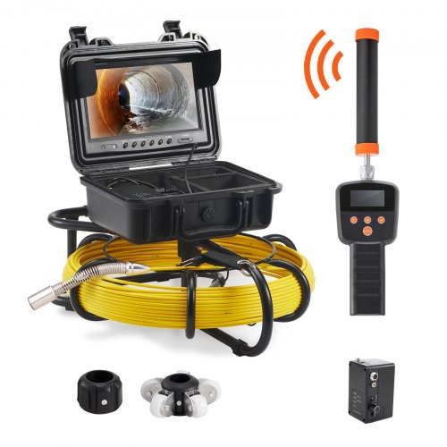 

VEVOR Sewer Camera with 512Hz Locator, 164 ft/50 m, 9" Pipeline Inspection Camera with DVR Function, IP68 Camera with 12 Adjustable LEDs, A 16 GB SD Card for Sewer Line, Home, Duct Drain Pipe Plumbing