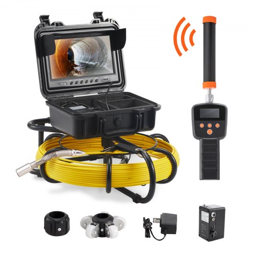 VEVOR Sewer Camera Pipe Inspection Camera w/ 512hz Sonde 9in 720p Screen 164 ft