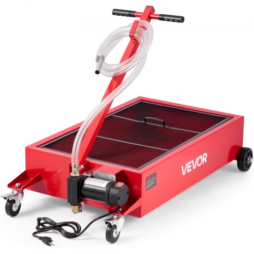 VEVOR Low Profile Oil Drain Pan, 17 Gallon Capacity, Rolling Oil Drain Pan with Electric Pump, 7.2 ft Hose & T Folding Handle, Leak-proof & Corrosion-resistant, Fit for Cars, SUVs, Trucks, ATVs, Red DDWSPYCJS17GVV6GY001V1