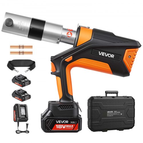 VEVOR Press Tool, 18V Electric Pipe Crimping Tool, 32KN Powerful Standard Output, Brushless Motor, 360 ° Rotating Head, with 2pcs 4AH Battery, Fast Charger & Toolbox (JAWS NOT INCLUDED)