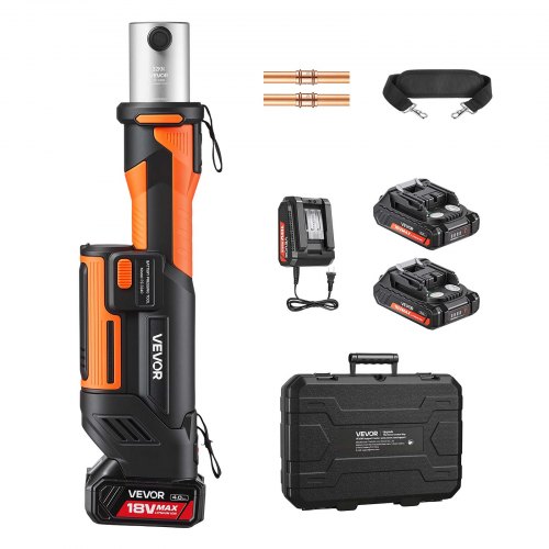 VEVOR Press Tool, 18V Electric Pipe Crimping Tool, 32KN Powerful Standard Output, Brushless Motor, 360 ° Rotating Head, with 2pcs 4AH Battery, Fast Charger & Toolbox (JAWS NOT INCLUDED)