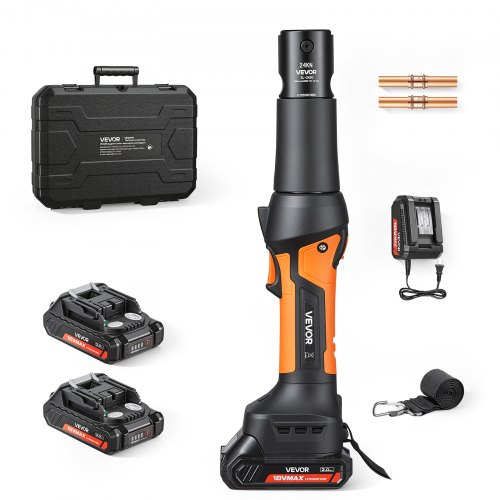 Vevor Press Tool, 18V Electric Pipe Crimping Tool, 24KN Compact Stable Output, 360 ° Rotating Head, Straight-Style, with 2pcs 2AH Battery, Fast Charger & Toolbox (JAWS NOT INCLUDED)