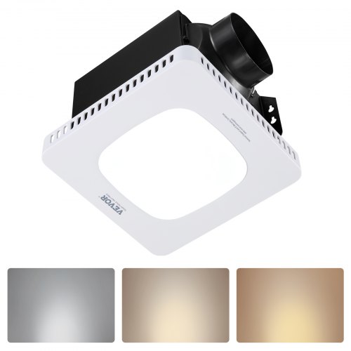 

VEVOR Bathroom Exhaust Fan with LED Light, 110 CFM Bathroom Vent Three Gear Color Temp, 1.5 Sones Low-Noise, Premium AC Motor Ceiling Fan for Laundry Room, Storage Room, Home Ventilation, White