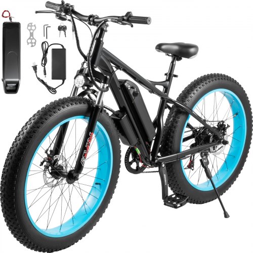 Electric Scooter ElectricBike 26" 7 Speed Fat Tire Black Blue Scooters for Adults