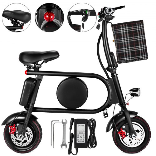 10" 400W 8Ah Portable Folding Electric Bike EBike Cruise Control W/ Headlight 