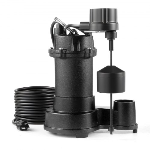 VEVOR Submersible Sewage Pump 1/3 HP Cast Iron Sewage/Effluent Pump 3000 GPH