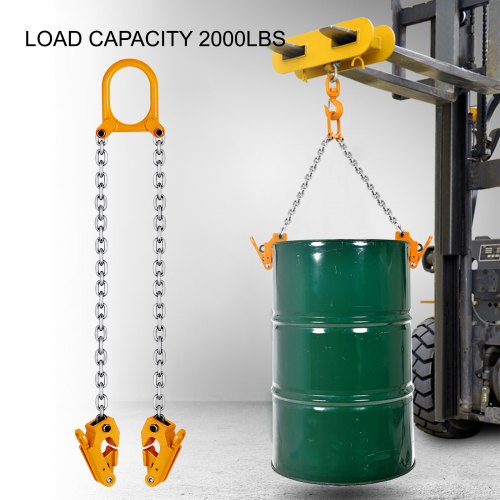 Chain Drum Lifter 2000 lbs Lift Barrel Lifter Vertical Hoist Black Alloy Steel
