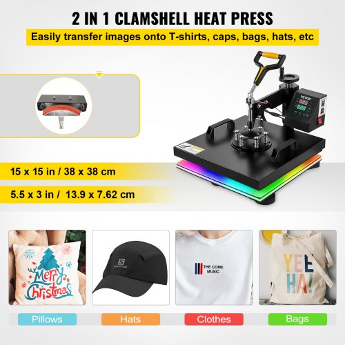Hot Clamshell Digital Heat Press Machine T-shirt Transfer Sublimation DIY New 