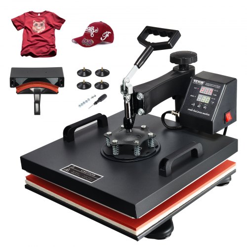 VEVOR Heat Press Machine 2In1 15x15in Sublimation Print Transfer DIY T-shirt Cap