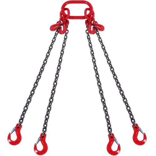 

VEVOR 1/4" x 5' Chain Sling 4 Legs G80 Lifting Chain with Grab Hooks 6600 lbs