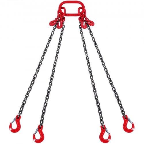 

VEVOR 5/16" x 10' Chain Sling 4 Legs G80 Lifting Chain with Grab Hooks 11000 lbs