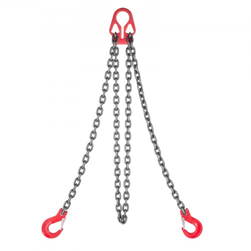 VEVOR Chain Sling, 8mm x 3 m Lifting Chains with 2 Leg Grab Hooks, Heavy Duty G80 Alloy Steel Lifting Sling, 3.17 Ton Capacity, Adjustable Engine Chain Hoist Lifts for Cargo Security Towing
