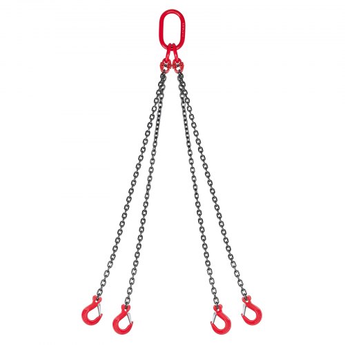 

VEVOR Chain Sling, 1/4 in x 5 ft Lifting Chains with 4 Leg Grab Hooks, Heavy Duty G80 Alloy Steel Lifting Sling, 6600LBS Capacity, Adjustable Engine Chain Hoist Lifts for Cargo Security Towing