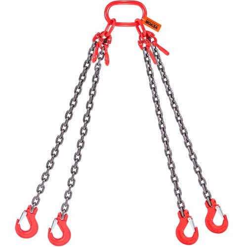 

VEVOR Chain Sling, 4990 kg Weight Capacity, 7.9 mm x 1.5 m G80 Lifting Chain with Grab Hooks, DOT Certified, Blackening Coating Manganese Steel & Adjustable Length, for Dock Factory Construction Site