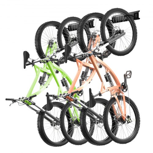 

VEVOR Bike Storage Rack, 4 Bike Racks and 2 Helmets Hooks, Wall Mount Bike Storage Hanger, Home & Garage Organizer, Customizable for Various Bike Sizes, Adjustable Holder, Holds Up to 200 lbs, 32-inch