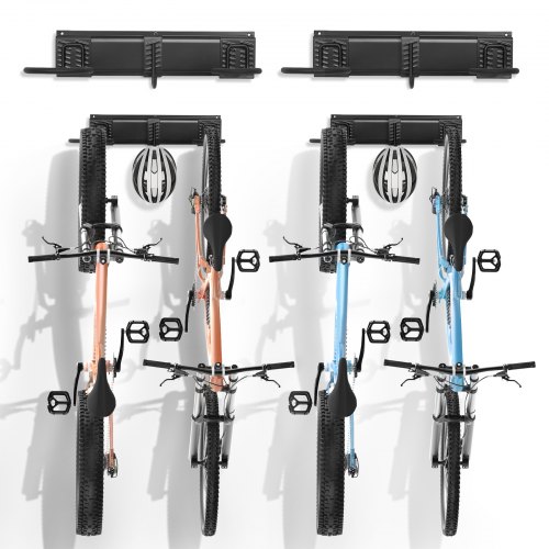 

VEVOR Bike Storage Rack, 4 Bike Racks and 2 Helmets Hooks, Wall Mount Bike Storage Hanger, Home & Garage Organizer, Customizable for Various Bike Sizes, Adjustable Holder, Holds Up to 200 lbs, 36-inch