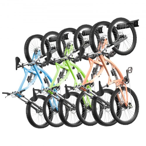 

VEVOR Bike Storage Rack, 6 Bike Racks and 3 Helmets Hooks, Wall Mount Bike Storage Hanger, Home & Garage Organizer, Customizable for Various Bike Sizes, Adjustable Holder, Holds Up to 300 lbs, 48-inch