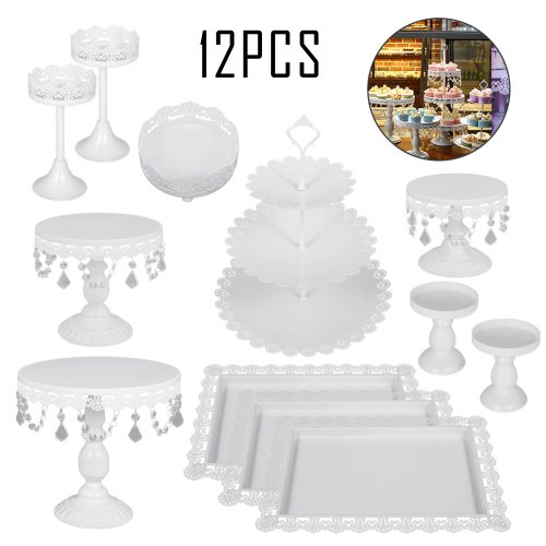 

12pcs/set White Metal Cake Stand Cupcake Wedding Party Display Dessert Holder