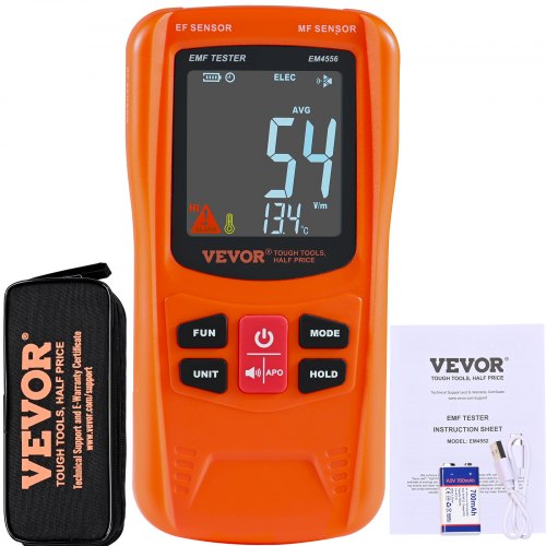 

VEVOR 3-in-1 EMF Meter, 5Hz-6GHz, Handheld Rechargeable Electromagnetic Field Radiation Detector, Digital LCD EMF Tester for EF MF RF Home Inspections Outdoor Ghost Hunting 5G Cell Tower Temperature