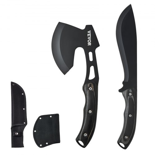 

Hunting Knife and Hatchet Axe Combo Set Sheath Fixed Blade Knife Camping