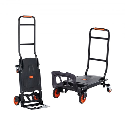 

VEVOR Aluminum Hand Truck, 2 in 1, 136 kg Max Load Capacity, Heavy Duty Industrial Convertible Folding Hand Truck and Dolly, Utility Cart Converts from Hand Truck to Platform Cart with Rubber Wheels