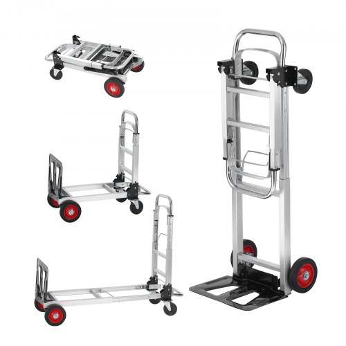

VEVOR Aluminum Hand Truck, 2 in 1, 181 kg Max Load Capacity, Heavy Duty Industrial Convertible Folding Hand Truck and Dolly, Utility Cart Converts from Hand Truck to Platform Cart with Rubber Wheels