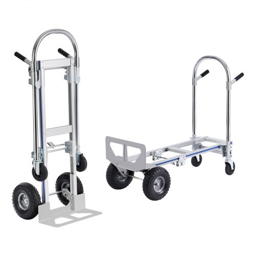 

VEVOR Aluminum Hand Truck, 2 in 1, 363 kg Max Load Capacity, Heavy Duty Industrial Convertible Folding Hand Truck and Dolly, Utility Cart Converts from Hand Truck to Platform Cart with Rubber Wheels