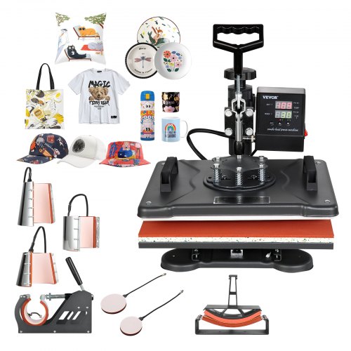 

VEVOR Heat Press Machine, 8 in 1 Combo Digital Multifunctional Sublimation Heat Transfer Machine 12x15 inch, 360 Degree Rotation Swing Away for Printing T Shirts Mug Cap Hat Plate