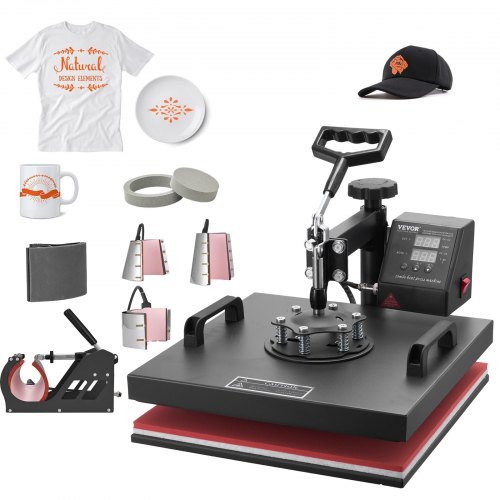 VEVOR 8 in 1 Heat Press Machine 15×15 Inch T-Shirt Pressing Machine 360° Swing Away Professional Sublimation Heat Press for Sublimation, Vinyl, Heat T