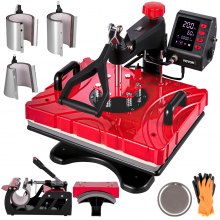 Vevor Heat Press 8 In 1 Heat Press 12x15 Red Sublimation Machine For Caps Mugs