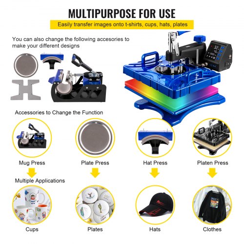 VEVOR Heat Press Machine 6 in 1 Blue 