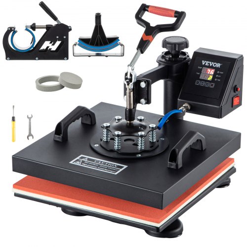 VEVOR Heat Press, 5 in 1 15 x 15 Inch Heat Press Machine, Dual LED Display Heat Press Machine, Multifunctional Sublimation, for T-Shirts, Swing Away D