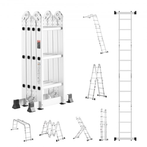 

VEVOR Multi-Purpose Folding Ladder 7-in-1 3 Step 12ft Reach Height for Work