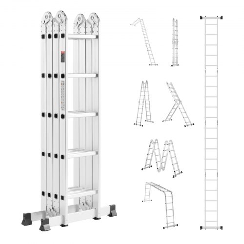 

Multi-Purpose Folding Ladder 7-in-1 5 Step 19ft Reach Height Metal