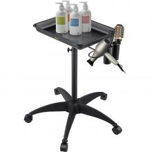 VEVOR Rolling Salon Tray Mobile Utility Tray Height Adjustable Large Tray Black