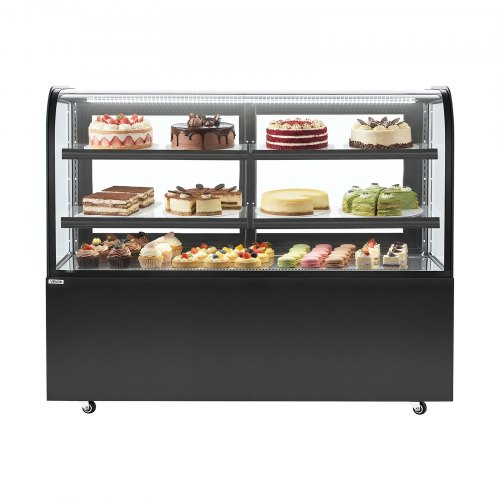 

VEVOR Refrigerated Display Case, 17.6 Cu.Ft./550L Large Pastry Display Case, 2-Tier Commercial Cake Refrigerator with LED Lighting, TURBO Cooling, Frost-Free Air-Cooling, for Bakery, Dessert Shop
