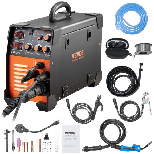VEVOR MIG Welder, 3 in 1 Welder Welding Machine, 270 Amp MIG Lift TIG Arc Welder Lift TIG Welder Lift ARC Welder Digital Display Combo Welding Machine MMA Stick IGBT DC Inverter Welder