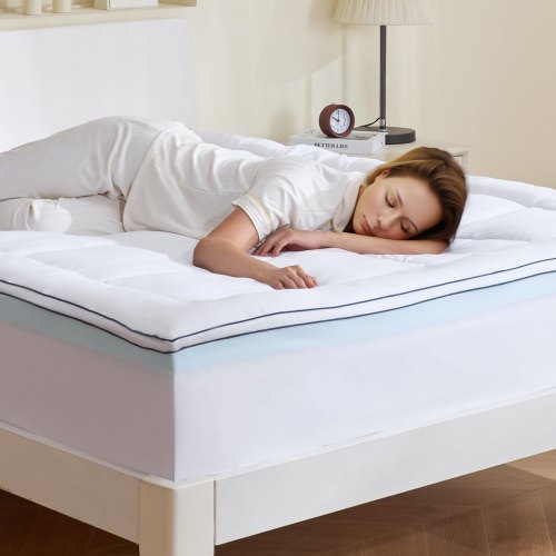 

VEVOR Mattress Topper Premium Memory Foam Fiber Fill Queen Size 4 in Thickness