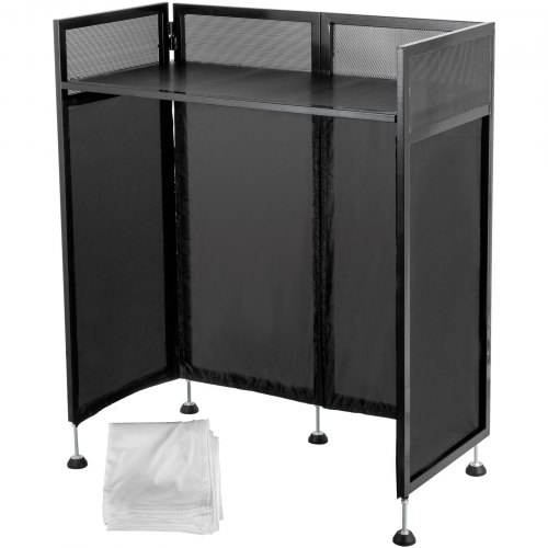 Dj Event Facade White/black Scrim Metal Frame Booth + 20" X 40" Flat Table Top