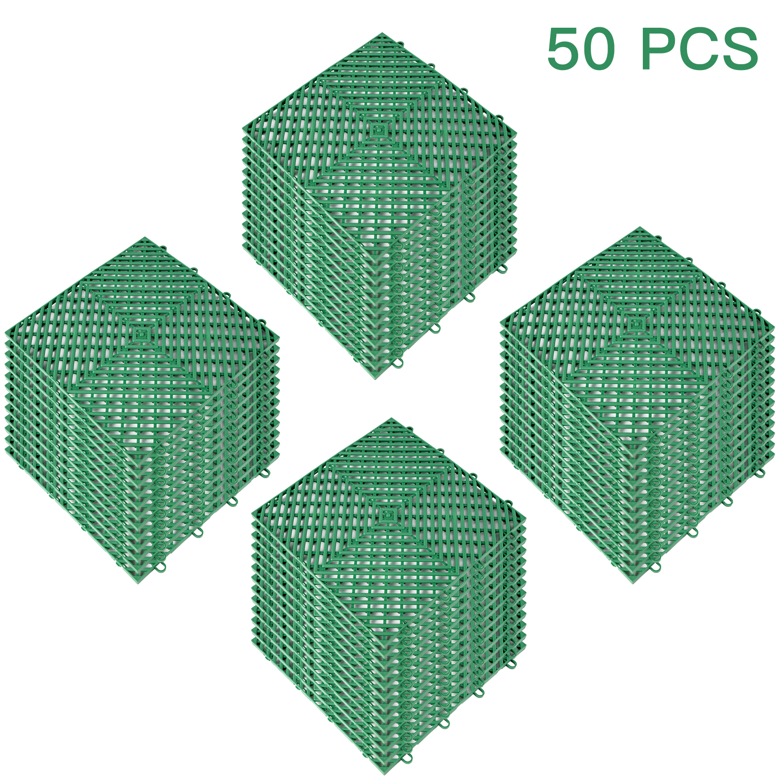 Rubber Tiles Interlocking Garage Floor Tiles 12x12x0.5inch 50pcs Deck Tile Green от Vevor Many GEOs